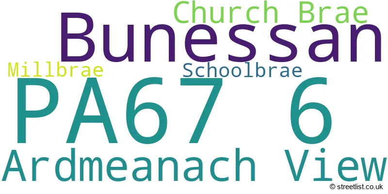 A word cloud for the PA67 6 postcode